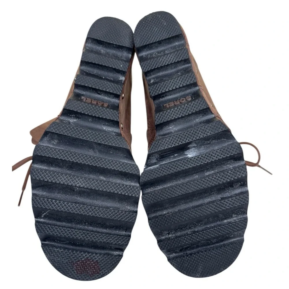 SOREL Joan Of Arctic Wedge Mid‎ Tobacco Leather Women's Size 9.5